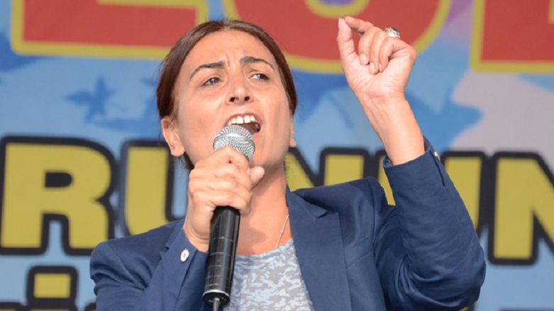 A file picture of Kurdish politician Aysel Tugluk during a public rally. (Photo: DHA)